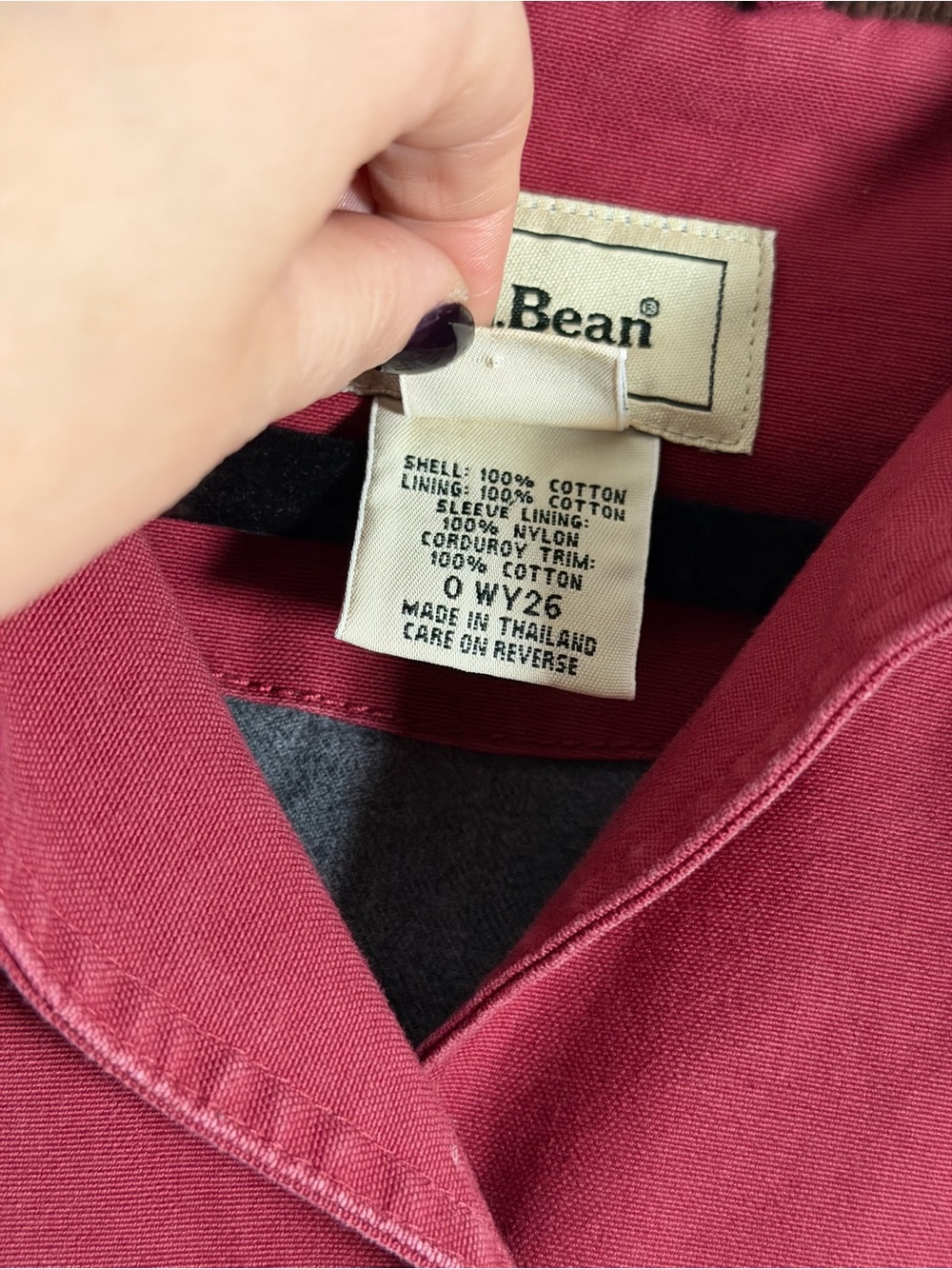 L.L.Bean Women’s Petite Large Barn Chore Jacket Corduroy Collar Red - Picture 5 of 8